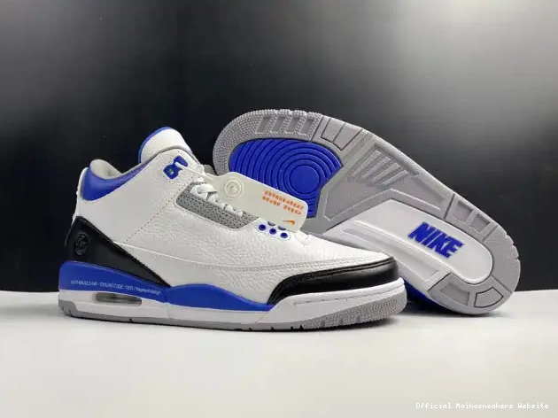 Official Maikesneakers White 3 Jordan Blue Retro CT8532-040 Air 0412